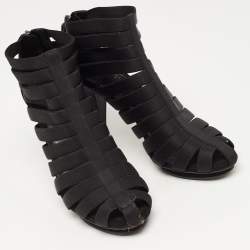 Gucci Black Elastic and Suede Strappy Ankle Booties Size 38.5