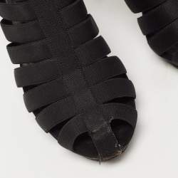 Gucci Black Elastic and Suede Strappy Ankle Booties Size 38.5