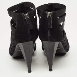 Gucci Black Elastic and Suede Strappy Ankle Booties Size 38.5