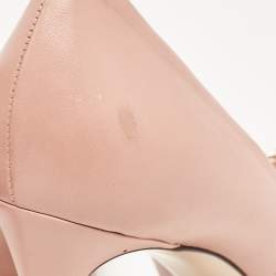 Pre Owned Gucci Pink Leather Horsebit Platform Pumps Size 40