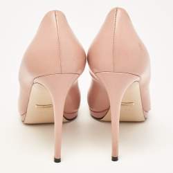 Pre Owned Gucci Pink Leather Horsebit Platform Pumps Size 40
