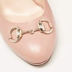 Pre Owned Gucci Pink Leather Horsebit Platform Pumps Size 40