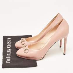 Pre Owned Gucci Pink Leather Horsebit Platform Pumps Size 40
