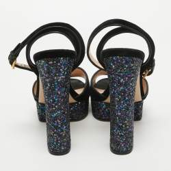 Pre Owned Gucci Black Velvet Soko Platform Sandals Size 40.5