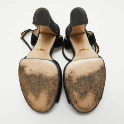 Pre Owned Gucci Black Velvet Soko Platform Sandals Size 40.5