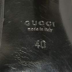 مملوكة مسبقًا Gucci Gold/Black Leather and Suede Ankle Strap Sandals Size 40