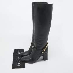 مملوكة مسبقًا Gucci Black Leather Horsebit Knee Length Boots Size 36.5