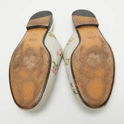 Gucci Grey Canvas Princetown Mules Size 40.5