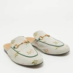 Gucci Grey Canvas Princetown Mules Size 40.5