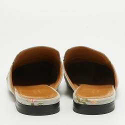 Gucci Grey Canvas Princetown Mules Size 40.5