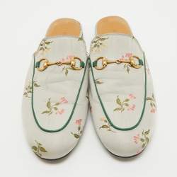 Gucci Grey Canvas Princetown Mules Size 40.5