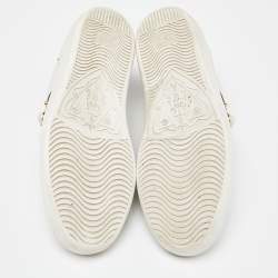 Gucci White Leather Faux Pearl and Spike Embellished Ace Sneakers Size 38
