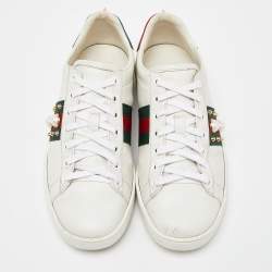 Gucci White Leather Faux Pearl and Spike Embellished Ace Sneakers Size 38
