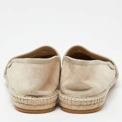 مملوكة مسبقًا حذاء فلات إسبادريل غوتشي جلد وكانفاس جي جي رصاصي فاتح �مقاس 39