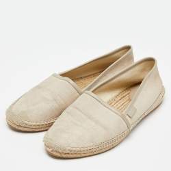 مملوكة مسبقًا حذاء فلات إسبادريل غوتشي جلد وكانفاس جي جي رصاصي فاتح مقاس 39