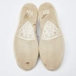 Gucci White Leather Web Detail Bee Embroidered Ace Low Top Sneakers Size 38