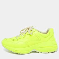 Gucci Neon Yellow Leather Rhyton Sneakers Size 39