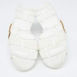 Gucci White/Grey Mesh and Leather Crystal Embellished Flashtrek Sneakers Size 40