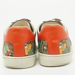 Gucci Multicolor Leather and Canvas Graphic Print Ace Sneakers Size 37