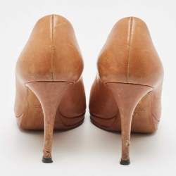 Gucci Brown Leather Jolene  Open Toe Pumps Size 38