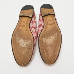 Gucci Pink/Red GG Canvas Jordaan Horsebit Loafers Size 37.5