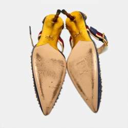 مملوكة مسبقًا Gucci Metallic Blue Leather Unia Studded Pointed Toe Pumps Size 38