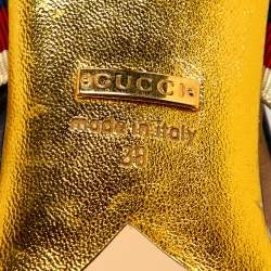 مملوكة مسبقًا Gucci Metallic Blue Leather Unia Studded Pointed Toe Pumps Size 38