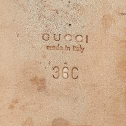 Pre Owned Gucci Golden Metallic Gold Leather Heart Thong Flat Slides Size 36