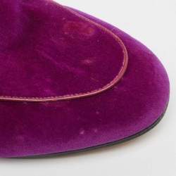 Pre Owned Gucci Purple Velvet and Fur Princetown Mules Size 39