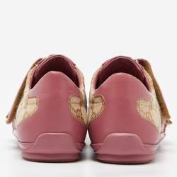 Gucci Beige/Pink GG Canvas and Leather Low Top Sneakers Size 35