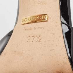 Pre Owned Gucci Black Patent Leather Beverly T-Strap Pumps Size 37.5