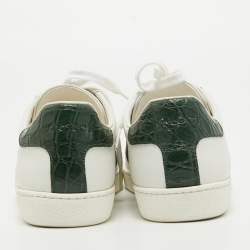 Gucci White Leather Accent Web Low Top Sneakers Size 36.5