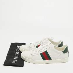 Gucci White Leather Accent Web Low Top Sneakers Size 36.5