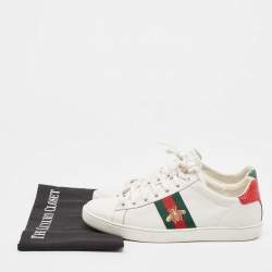 Gucci  White Leather and Python Ace  Low Top Sneakers Size 39