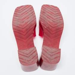 Gucci Burgundy Rubber Embossed Logo Block Heel Slide Sandals Size 36