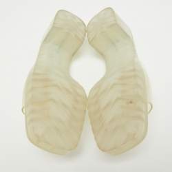 Gucci Transparent PVC Embossed Logo Block Heel Slide Sandals Size 40.5 