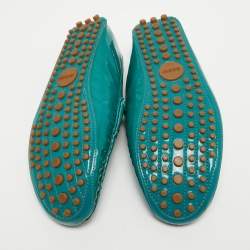 Pre Owned Gucci Green Patent Leather Jordaan Horsebit Slip On Loafers Size 39