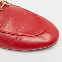 Pre Owned Gucci Red Leather Princetown Flat Mules Size 38.5