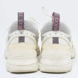 Gucci White Mesh and Leather  Flashtrek Sneakers Size 38.5