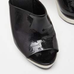 Gucci Black Patent Leather Platform Mules Size 35.5