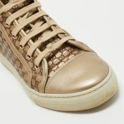 Gucci Metallic Gold Leather Guccissima High Top Sneakers Size 37