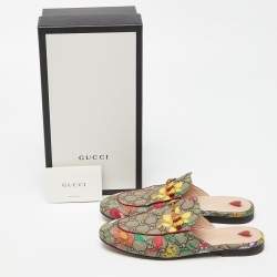 Gucci Multicolor Floral Print GG Supreme Canvas Princetown Flat Mules Size 38