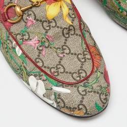Gucci Multicolor Floral Print GG Supreme Canvas Princetown Flat Mules Size 38