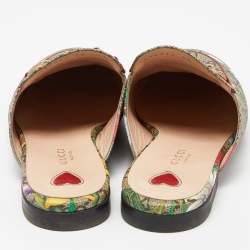 Gucci Multicolor Floral Print GG Supreme Canvas Princetown Flat Mules Size 38