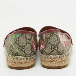 Gucci Grey  GG Floral Canvas Slip On Espadrille Flats Size 37.5