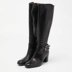 Gucci Black Leather Dionysus Elizabeth Calf Boots Size 38