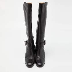 Gucci Black Leather Dionysus Elizabeth Calf Boots Size 38