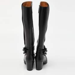 Gucci Black Leather Dionysus Elizabeth Calf Boots Size 38