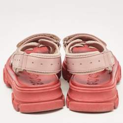 Gucci Beige/White Leather and Mesh Sega Velcro Slingback Sandals Size 36