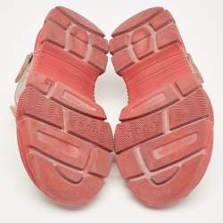 Gucci Beige/White Leather and Mesh Sega Velcro Slingback Sandals Size 36